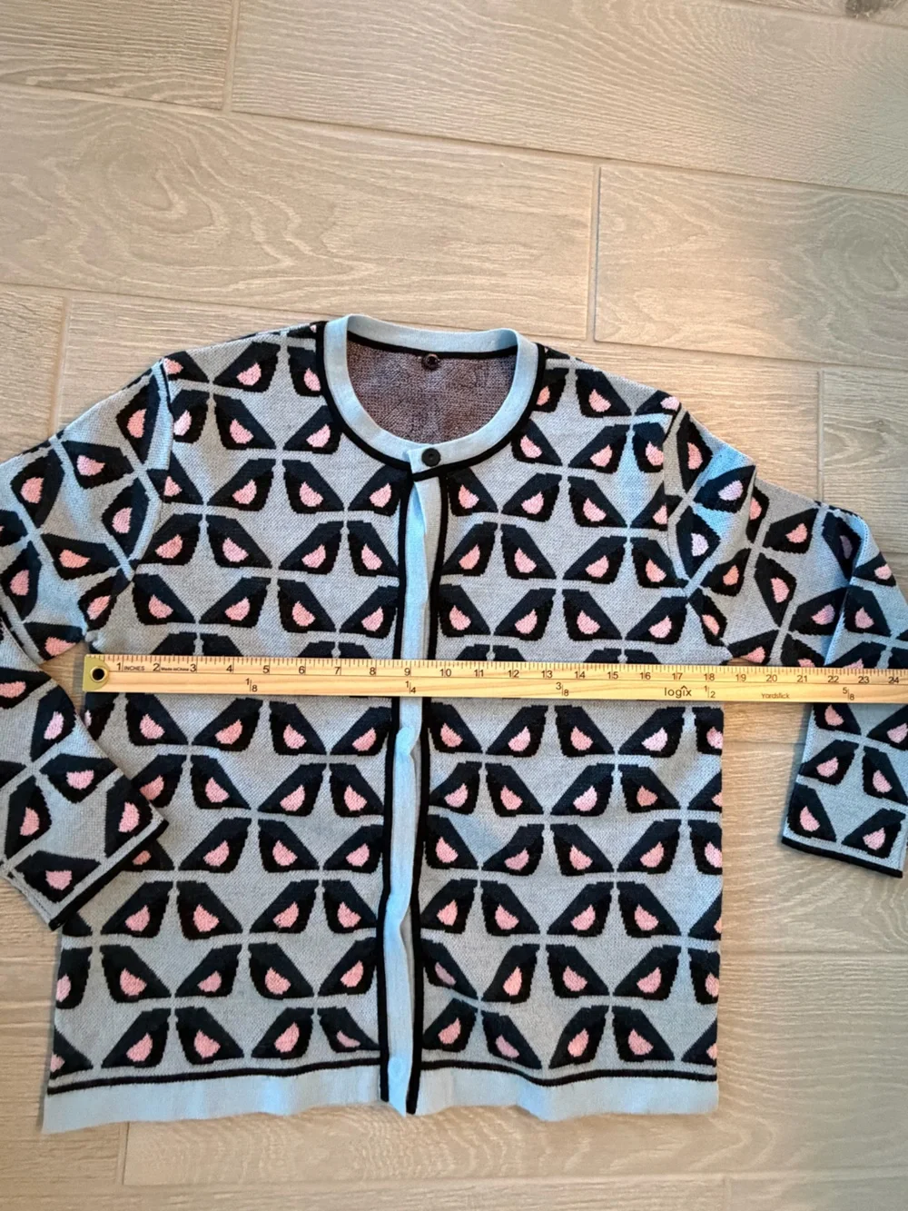 FENDI Geometric Bird Knit Cardigan Sweater Size Large VGUC